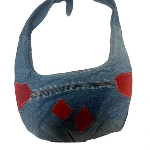 Handbags - DIY denim fanny pack  or sling purse! Suede patched and the creators tag inside.